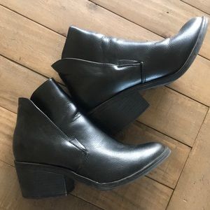 Black leather booties